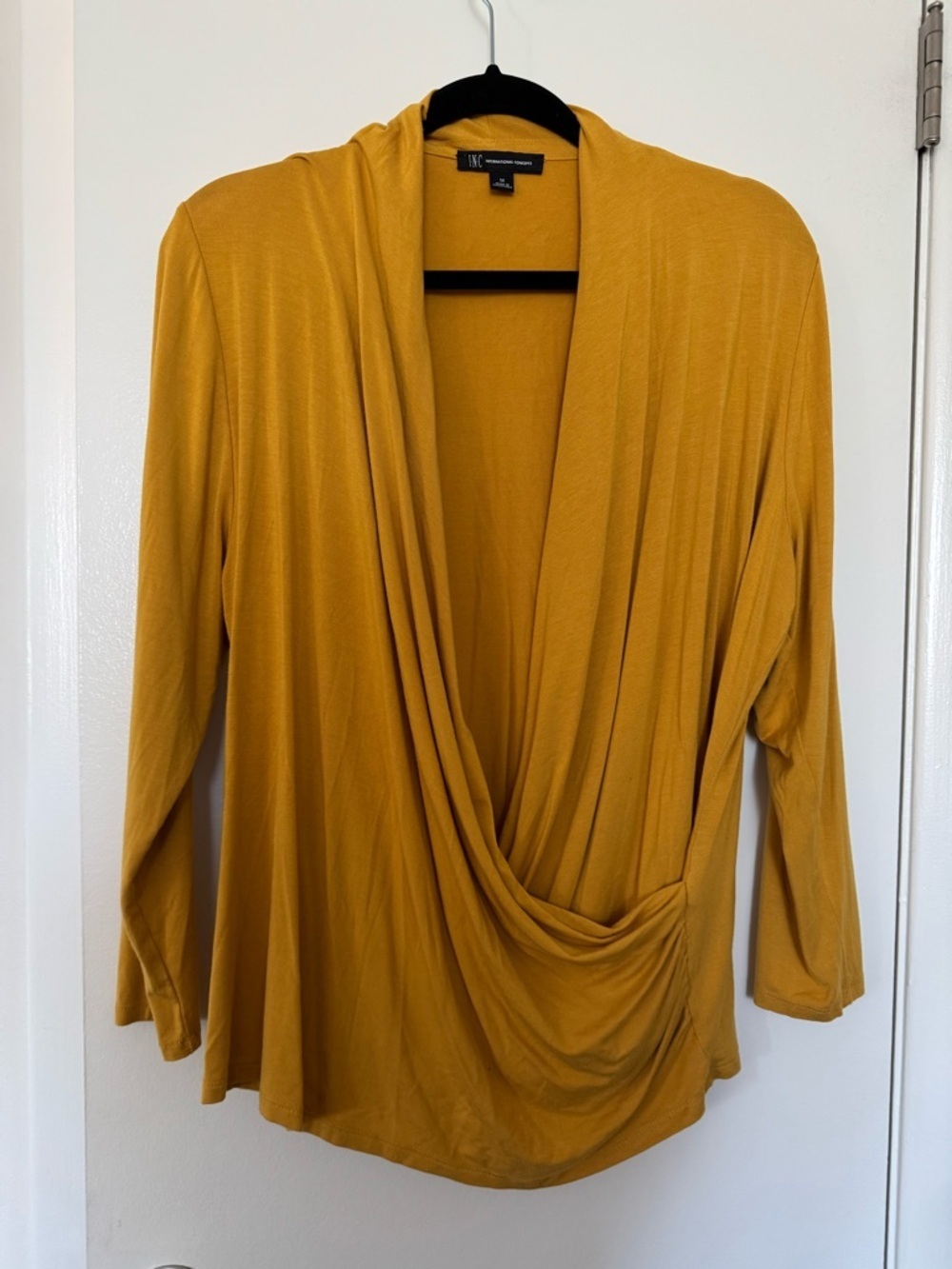 INC International Concepts Mustard Open Front Cardigan